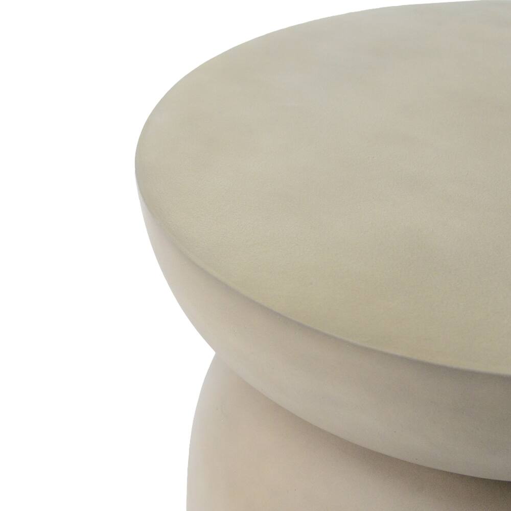 Alt View 6. Loheer - Loheer Outdoor Side Table Light Grey Round Drum Accent Table - Light Grey.