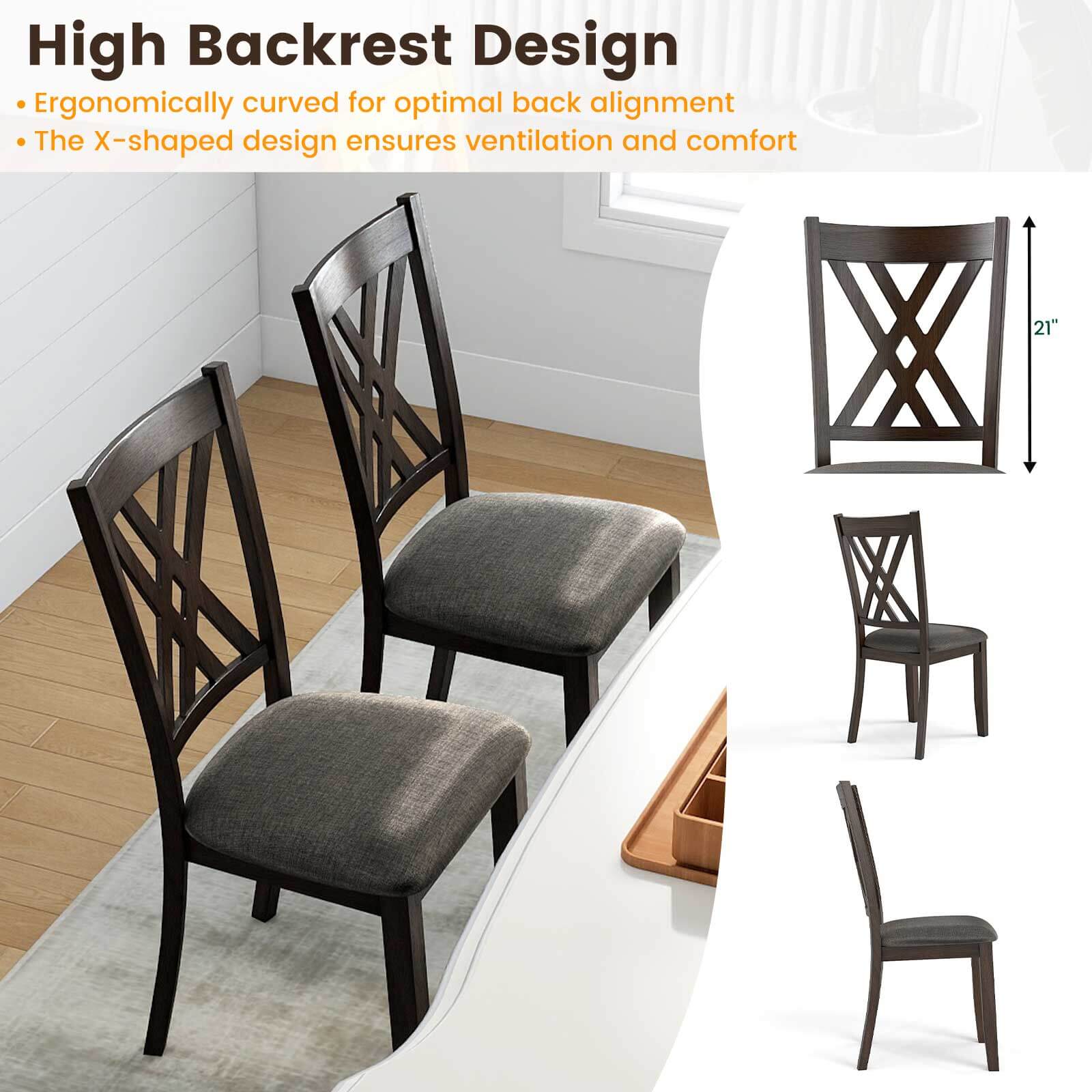 High Backrest Design

- Ergonomically curved for optimal back alignment
- The X-shaped design ensures ventilation and comfort

21"
