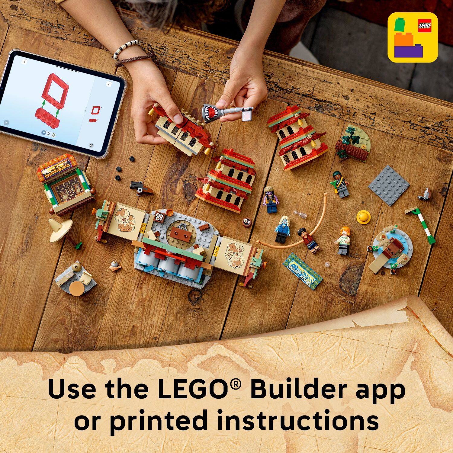 Use the LEGO Builder app or printed instructions