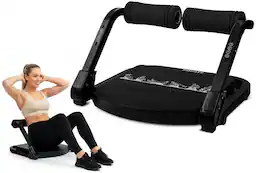 Pyle - Squatz Ab Machine for Stomach Workout – Core & Sit-Up Exercise Equipment with 3 Resistance Levels for Home Gym - Black