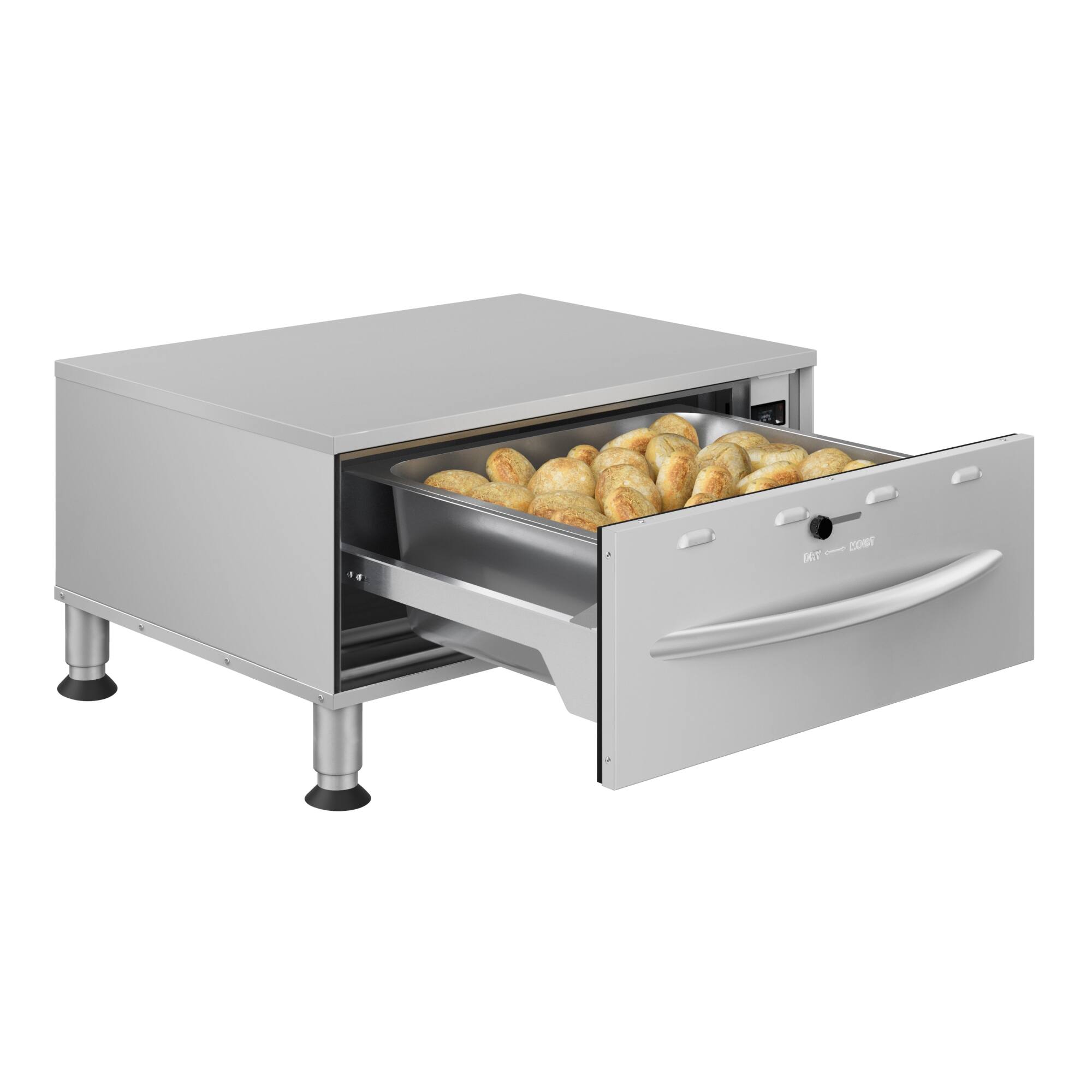 Left. Koolmore - One-Drawer Commercial Free Standing Warming Drawer in Stainless-Steel, UL and NSF Listed (KM-WD-M1) - Silver.