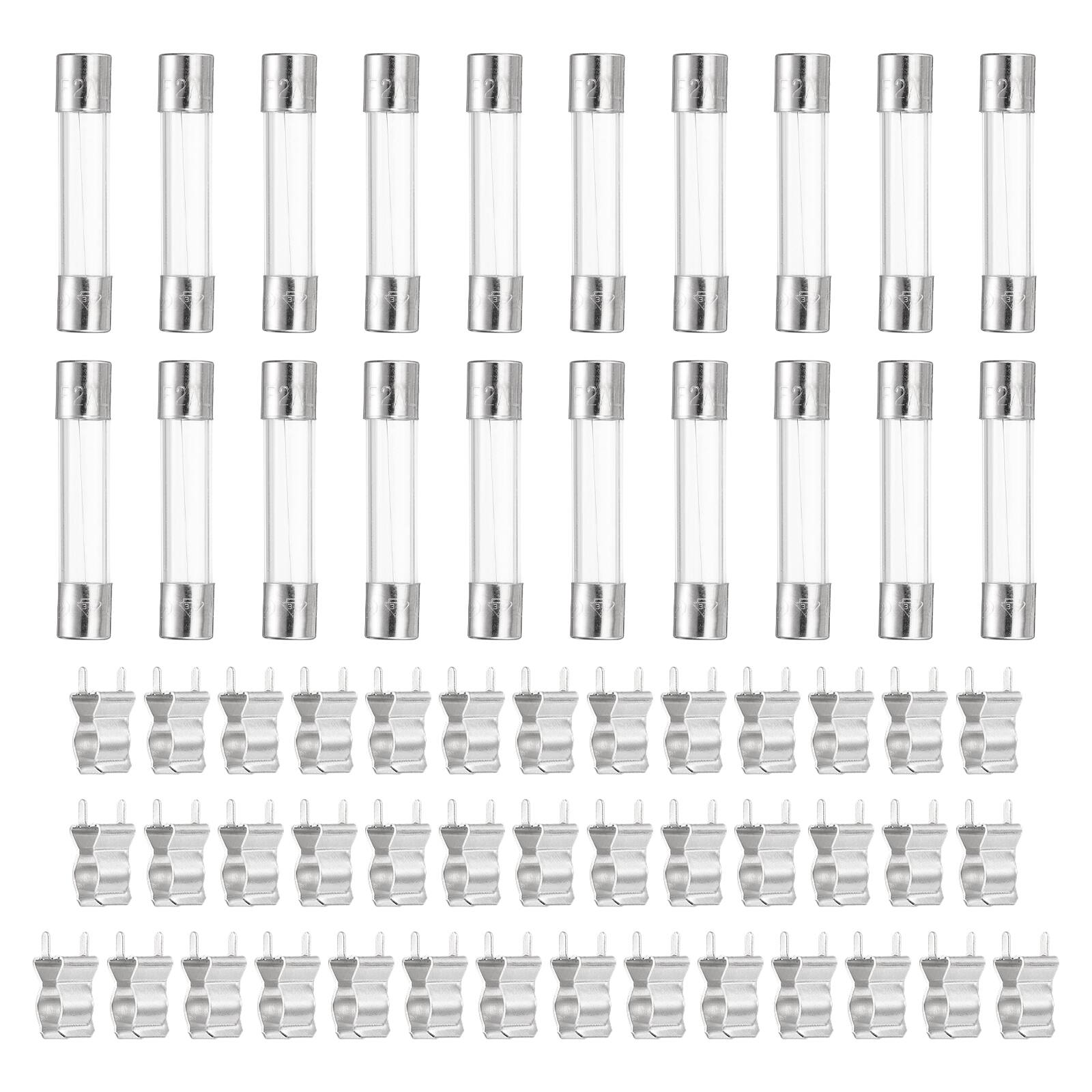 Unique Bargains - Glass Tube Fuses, 6x30mm 2A 250V Quick Fast Blow Glass Cartridge Tube Fuse with 50pcs Safety Clip 25pcs price history on PriceWatchPro