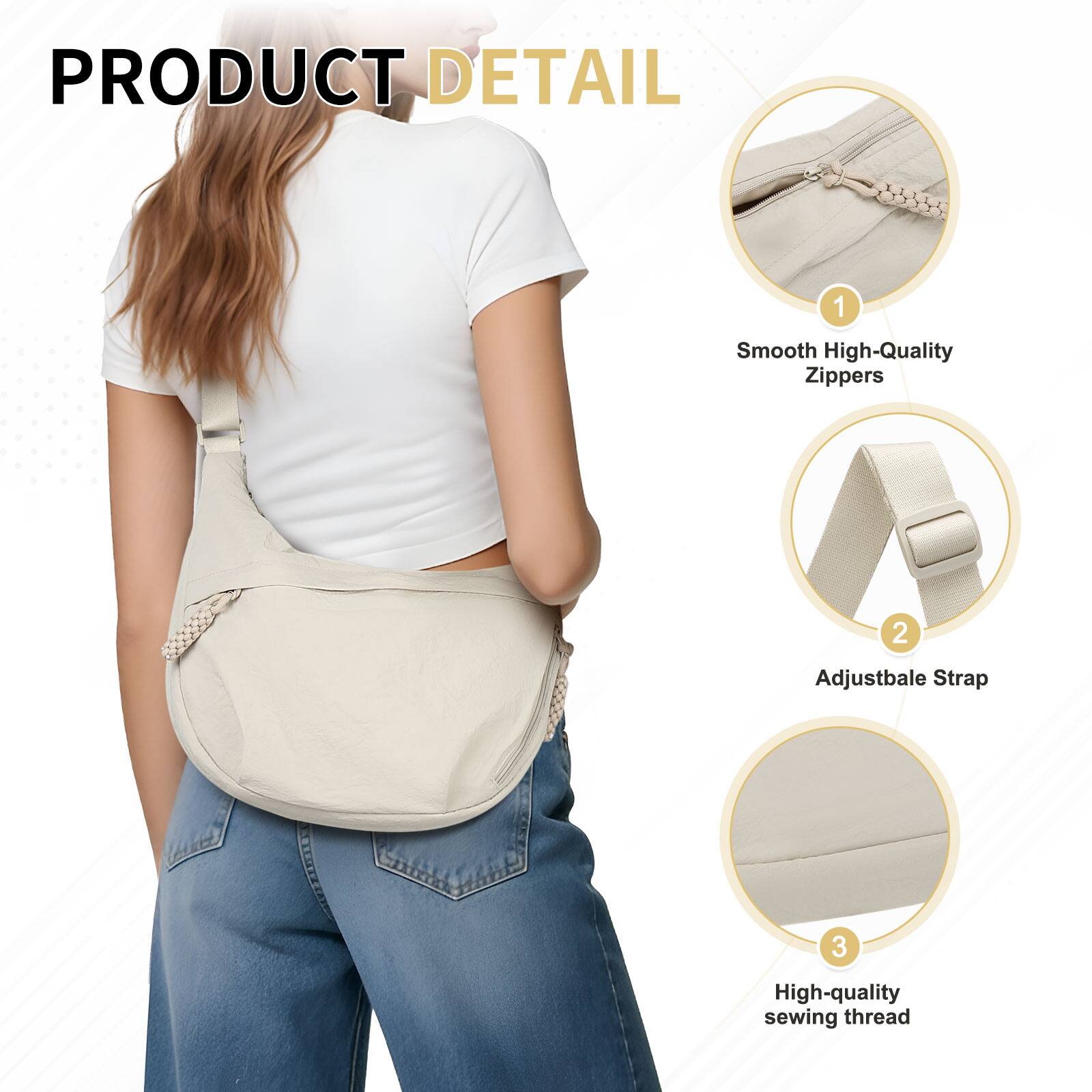 PRODUCT DETAIL

1. Smooth High-Quality Zippers
2. Adjustable Strap
3. High-quality sewing thread