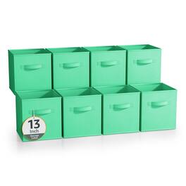 Sorbus - 13 Inch Storage Bins - Sturdy Collapsible Fabric Storage Cubes with Handle - 8 Foldable Baskets for Organizing - Teal