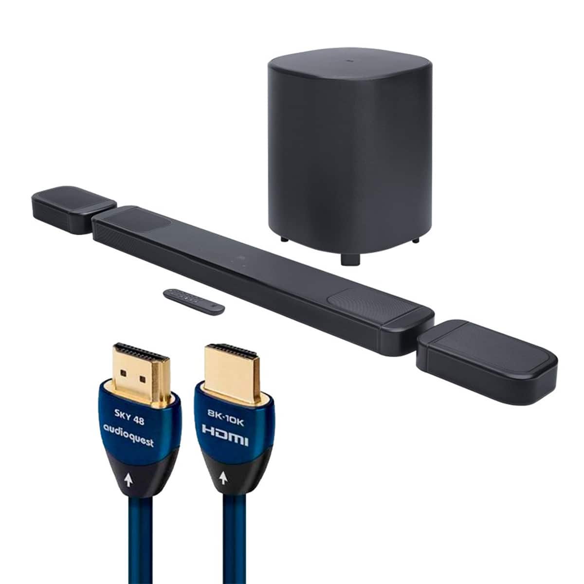 JBL - BAR 1000 MK2 7.1.4 Channel Soundbar System and AudioQuest SKY 3m HDMI Cable - Black