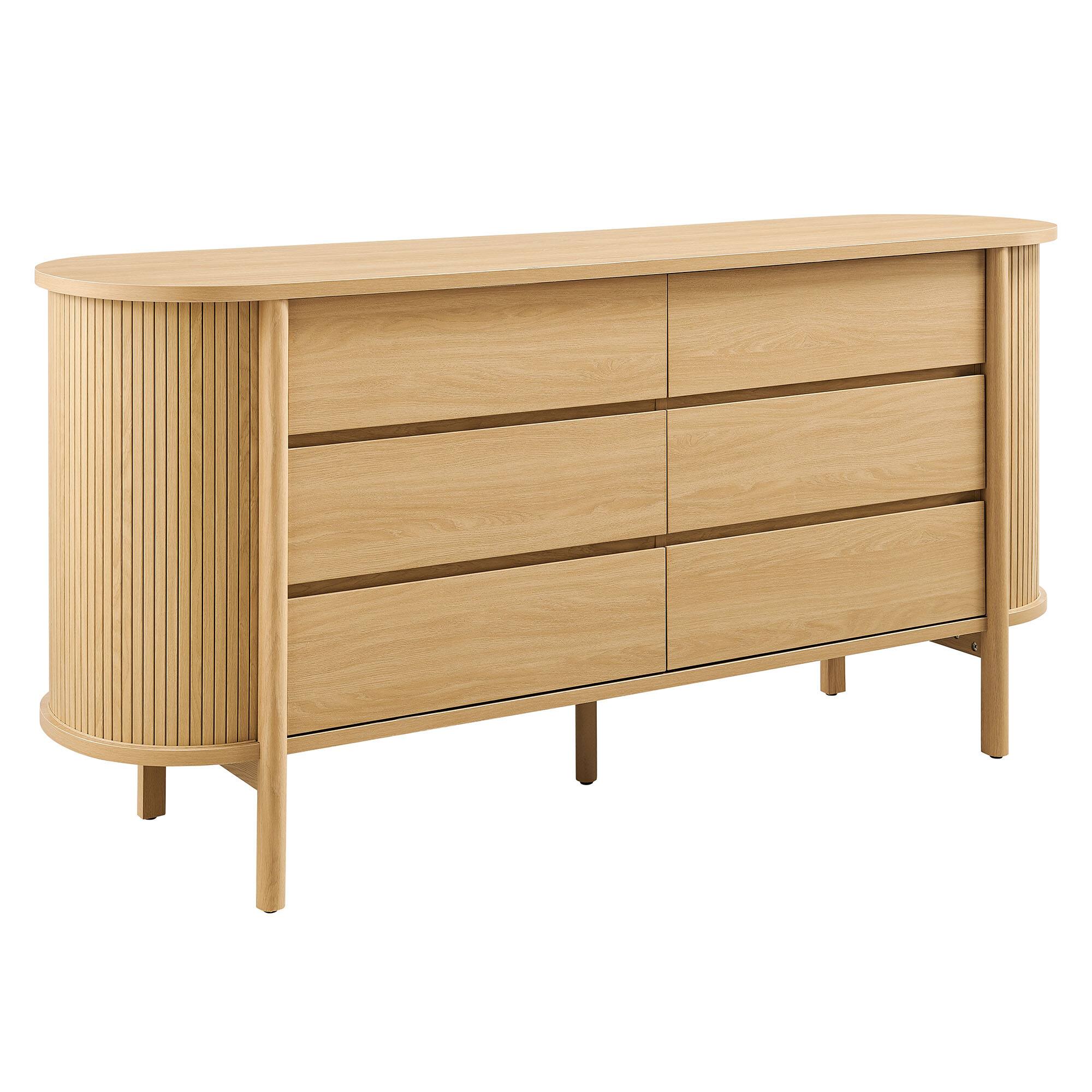 Angle. Modway - Cadence 6-Drawer Curved Dresser by Modway - Oak.