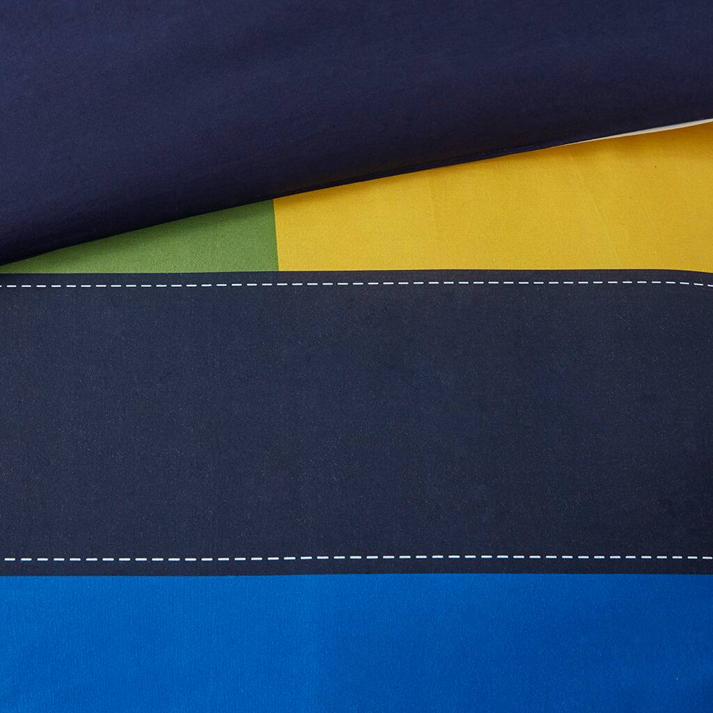 Alt View 5. Gracie Mills - Gracie Mills Kaelith Stripe Printed Comforter Set. - Blue/Red.