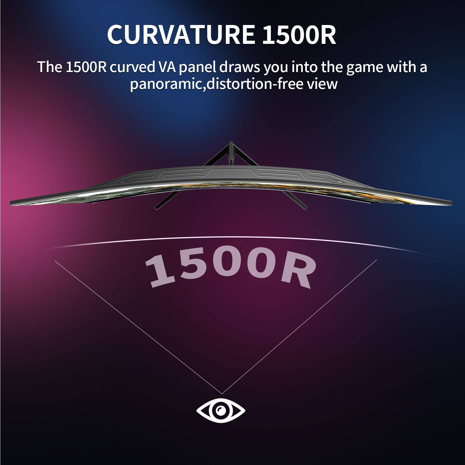ZZA 32 Inch Curved Gaming Monitor, 300Hz QHD 2560×1440 VA Display ...