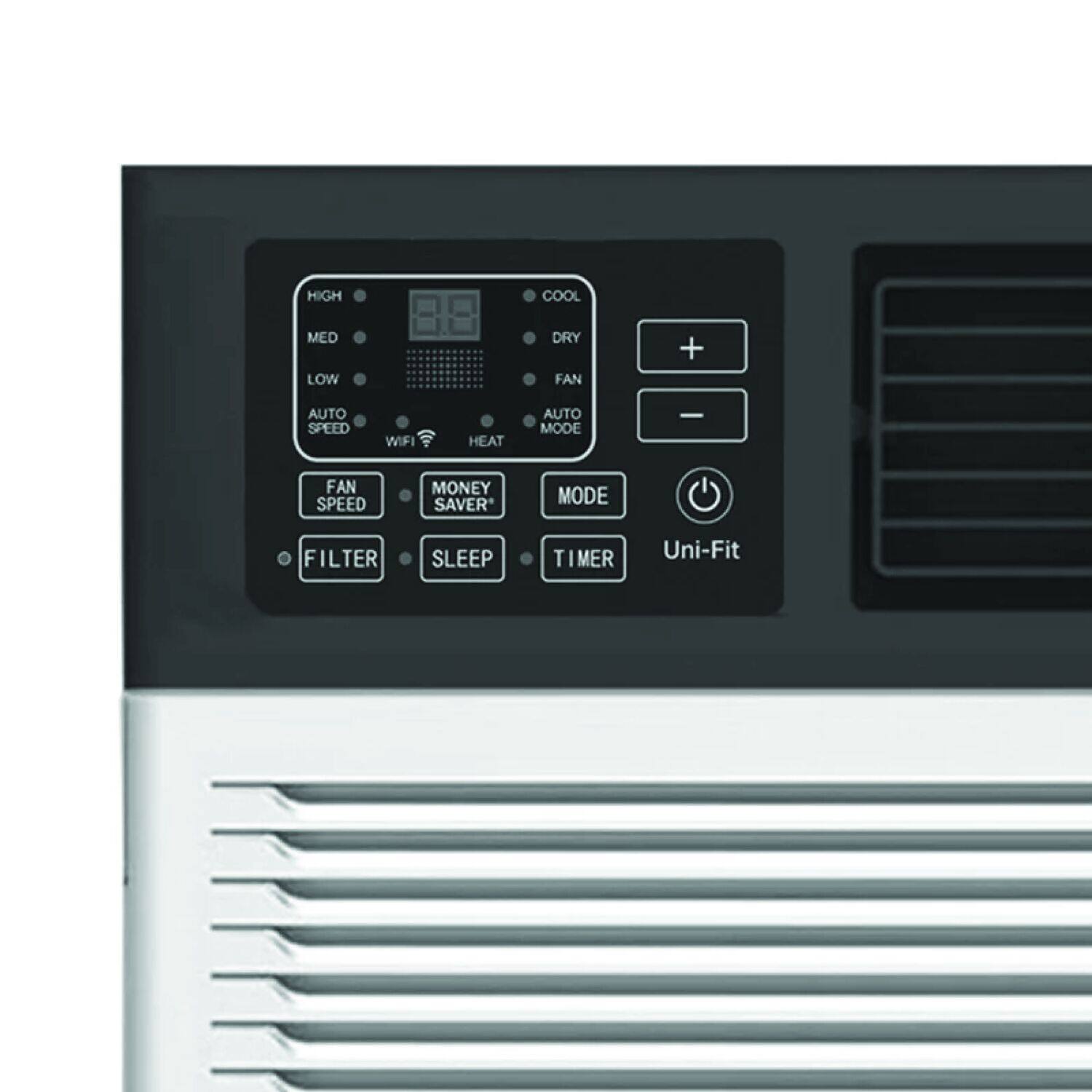 HIGH COOL MED LOW DRY FAN + AUTO SPEED WIFI HEAT AUTO MODE - FAN SPEED MONEY SAVER MODE FILTER SLEEP TIMER Uni-Fit