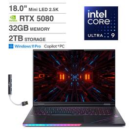 Acer - Predator Helios 18 AI Laptop 18 WQXGA (Intel Ultra 9- 275HX, 32GB DDR5, 2TB PCIe SSD, Win 11 Pro) w/USB Hub - Abyssal Black