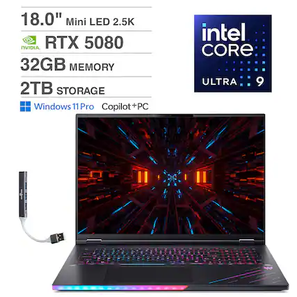 18.0" Mini LED 2.5K
NVIDIA RTX 5080
32GB MEMORY
2TB STORAGE
Windows 11 Pro
Copilot+PC
intel CORE ULTRA 9
