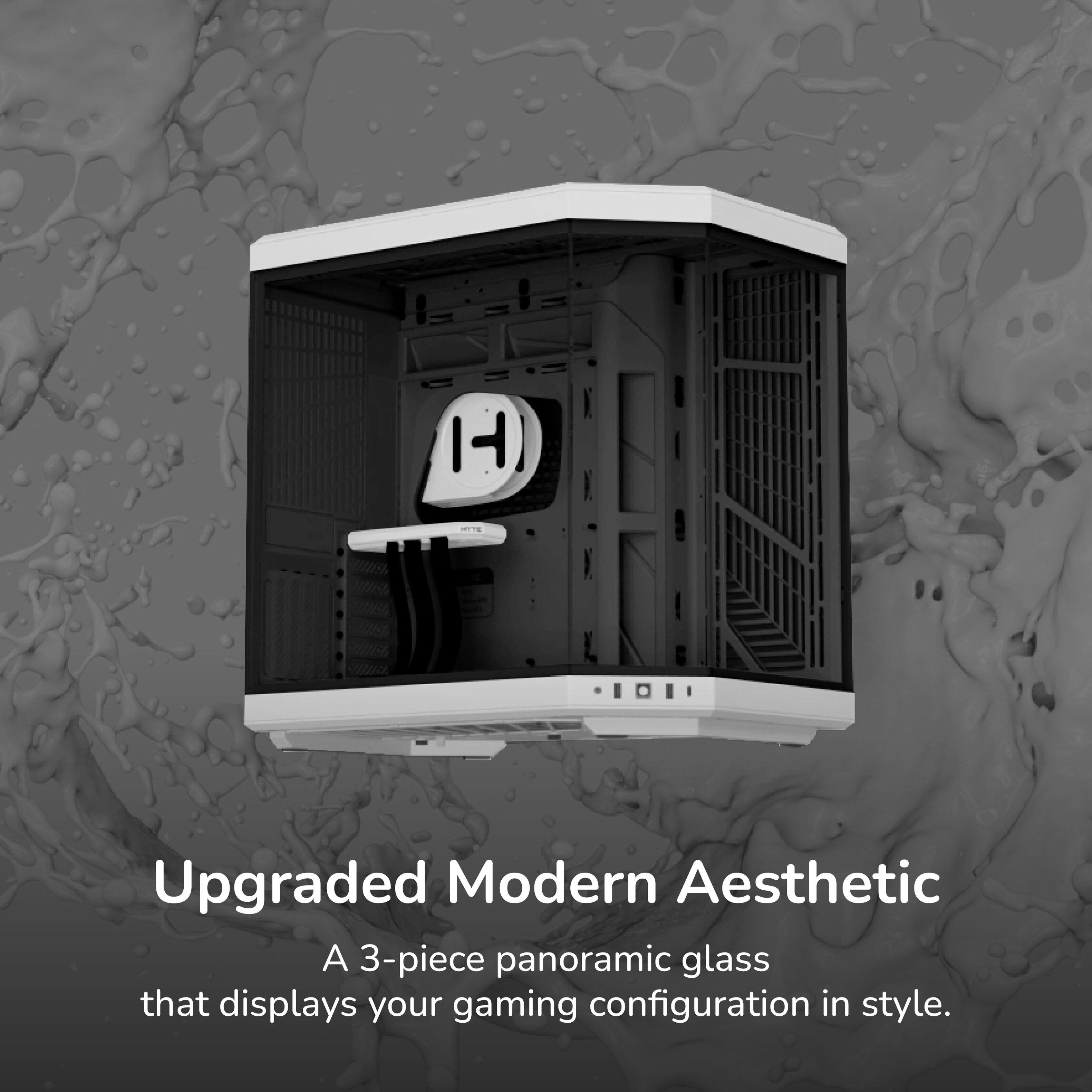 Upgraded Modern Aesthetic  
A 3-piece panoramic glass that displays your gaming configuration in style.