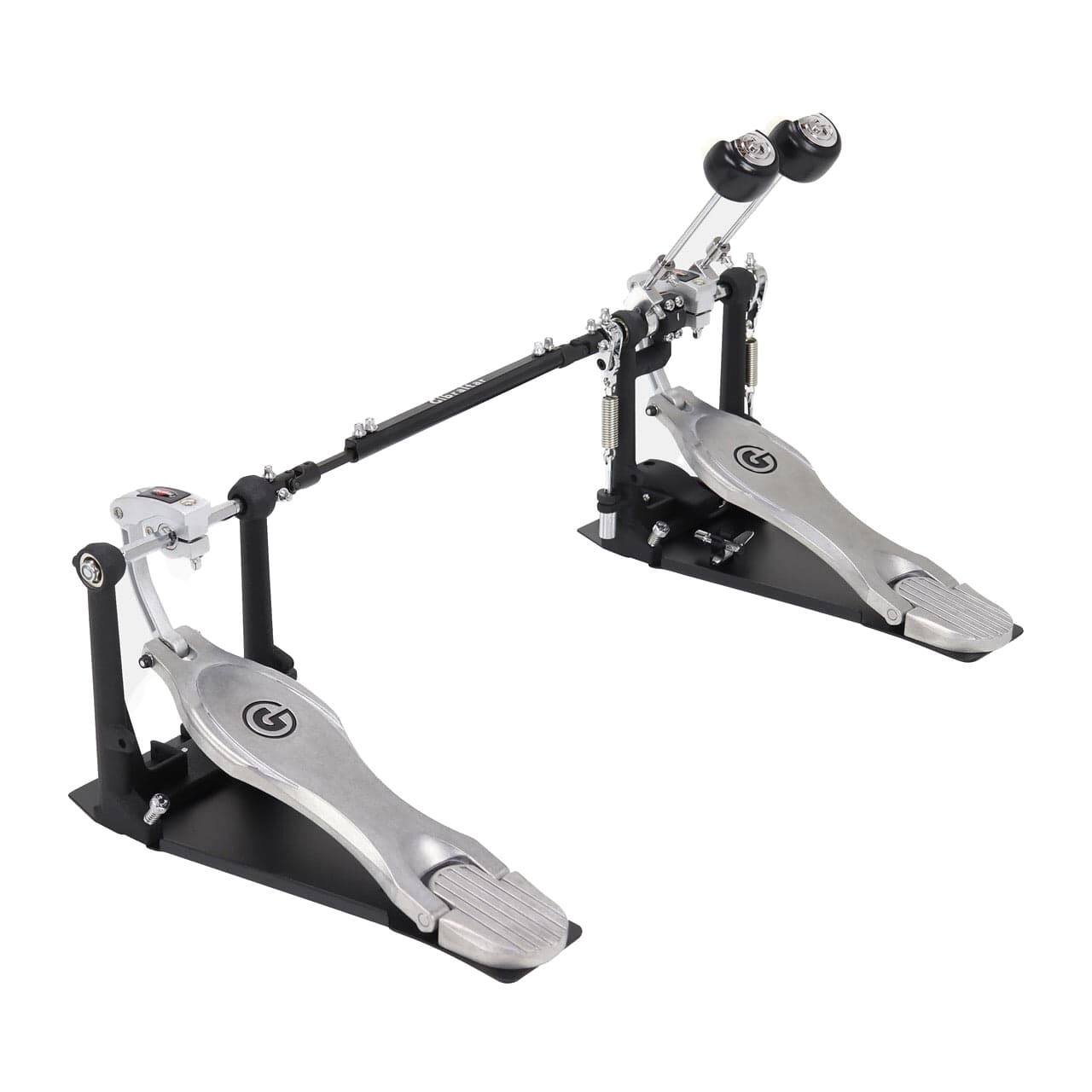 Left. Gibraltar Hardware - 6000 Series Direct Drive Double Bass Drum Pedal, with G Style Fast Touch Footboard, Dual Surface Beaters.