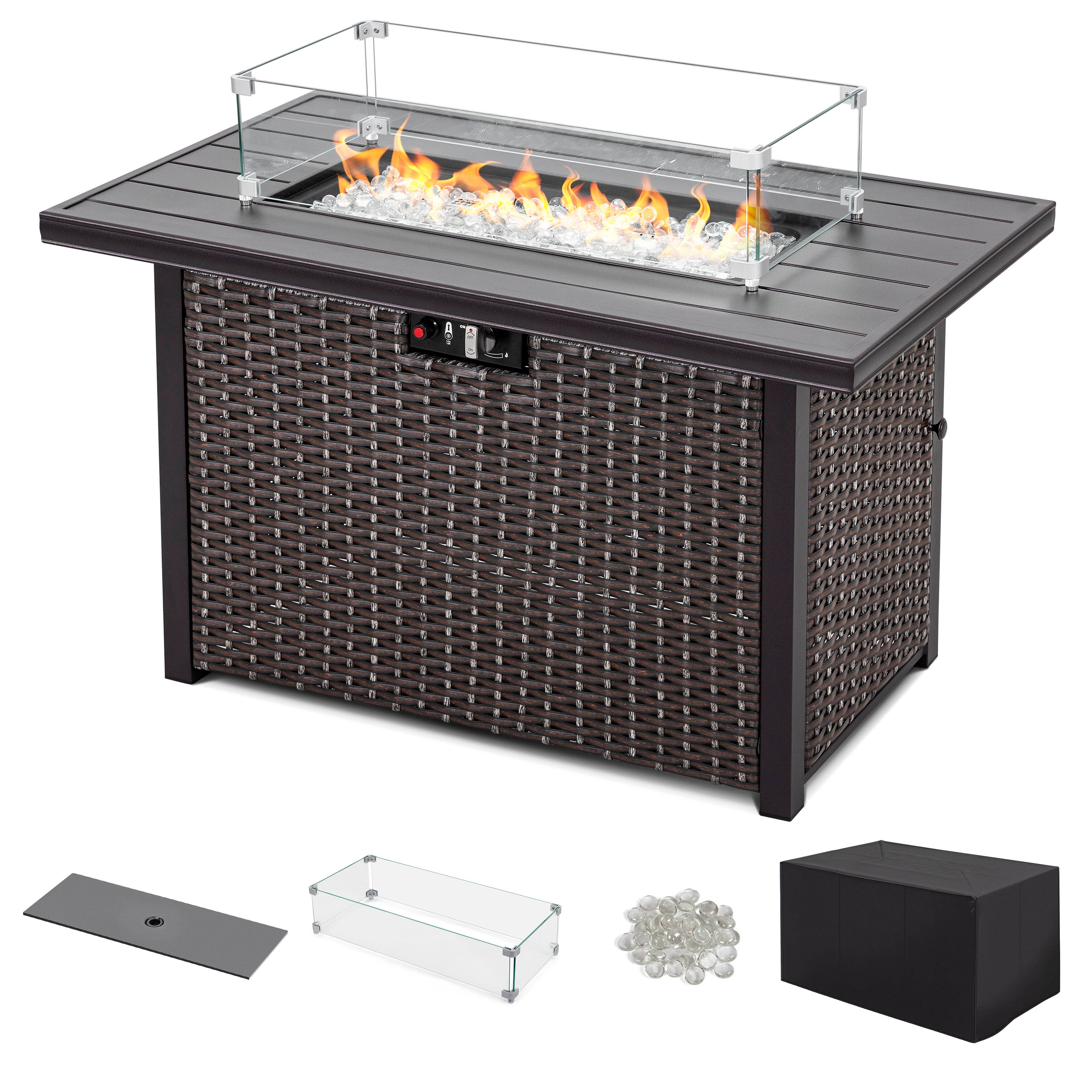 Left. Nuu Garden - Outdoor 43" 50,000 BTU Propane  Fire Pit Table - Dark Brown.
