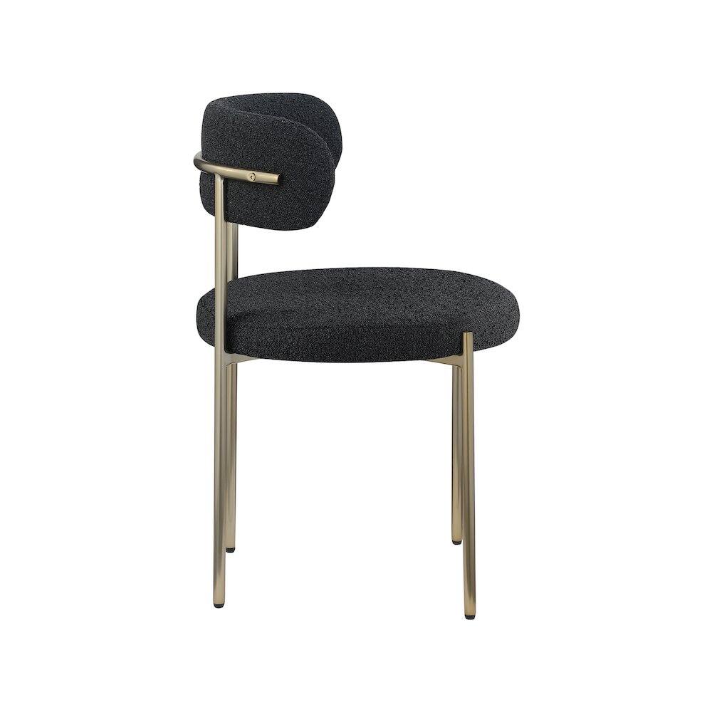 Alt View 3. Meridian Furniture - Beacon Black Boucle Fabric Dining Chair, Set of 2 - Black.