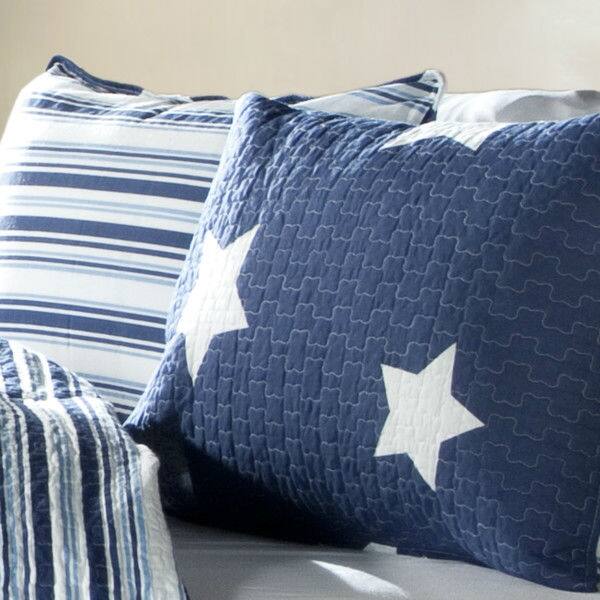 Left. Hivvago - Full / Queen Navy Stars And Stripes At Night Quilt Coverlet Bedspread Set - Navy.