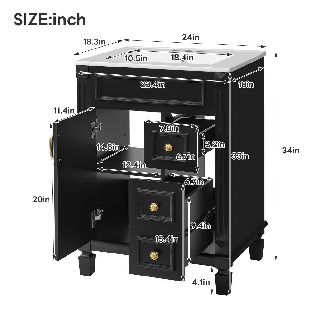 SIZE: inch  
18.3in  
24in  
10.5in  
18.4in  
23.4in  
18in  
11.4in  
7.8in  
14.8in  
12.4in  
3.2in  
6.7in  
33in  
34in  
6.7in  
20in  
9.4in  
13.4in  
4.1in