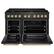 Angle. ZLINE - 48 in. Wide 8 Burner Autograph 6.7 cu. ft. Double Oven Freestanding Gas Range with Gold Accents - Black Satin Stainless Steel.