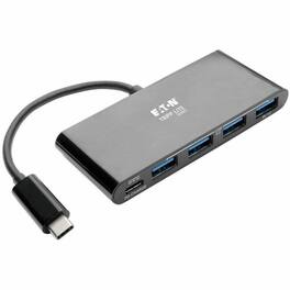 Eaton Tripp Lite Series 4-Port USB-C Hub, USB 3.x (5Gbps), 4x USB-A Ports, 60W PD Charging, USB Type C - Black