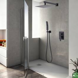 Akoasm - 10-Inch Rainfall Shower System - Ceiling Mount All-Metal Shower Head with Handheld Sprayer, Brushed Nickel-Mattle Black - Matte Black