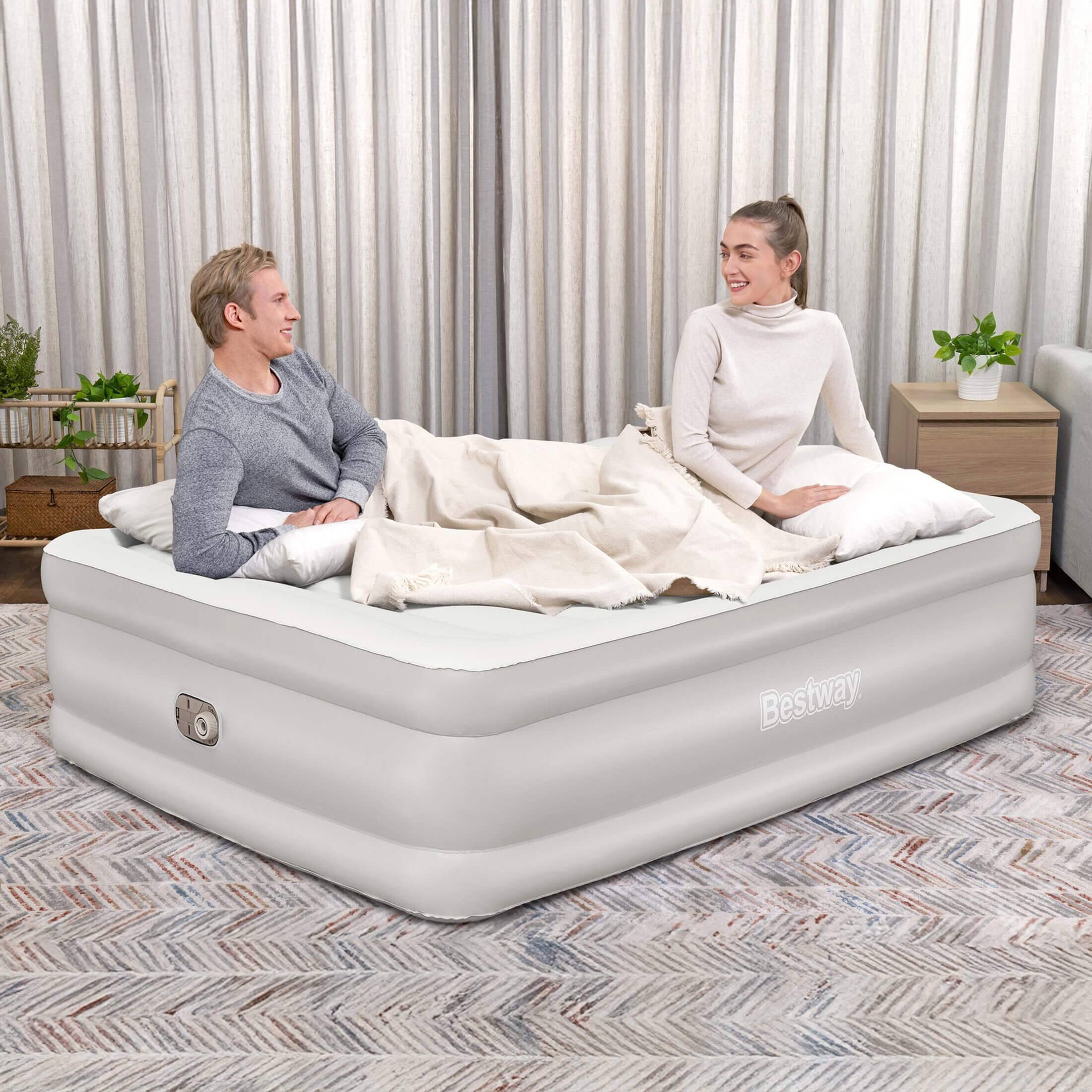 Alt View 1. Bestway - Bestway Tritech 20" Queen Air Mattress, Airbed with Built-in AC Pump, Warm Gray - Gray.