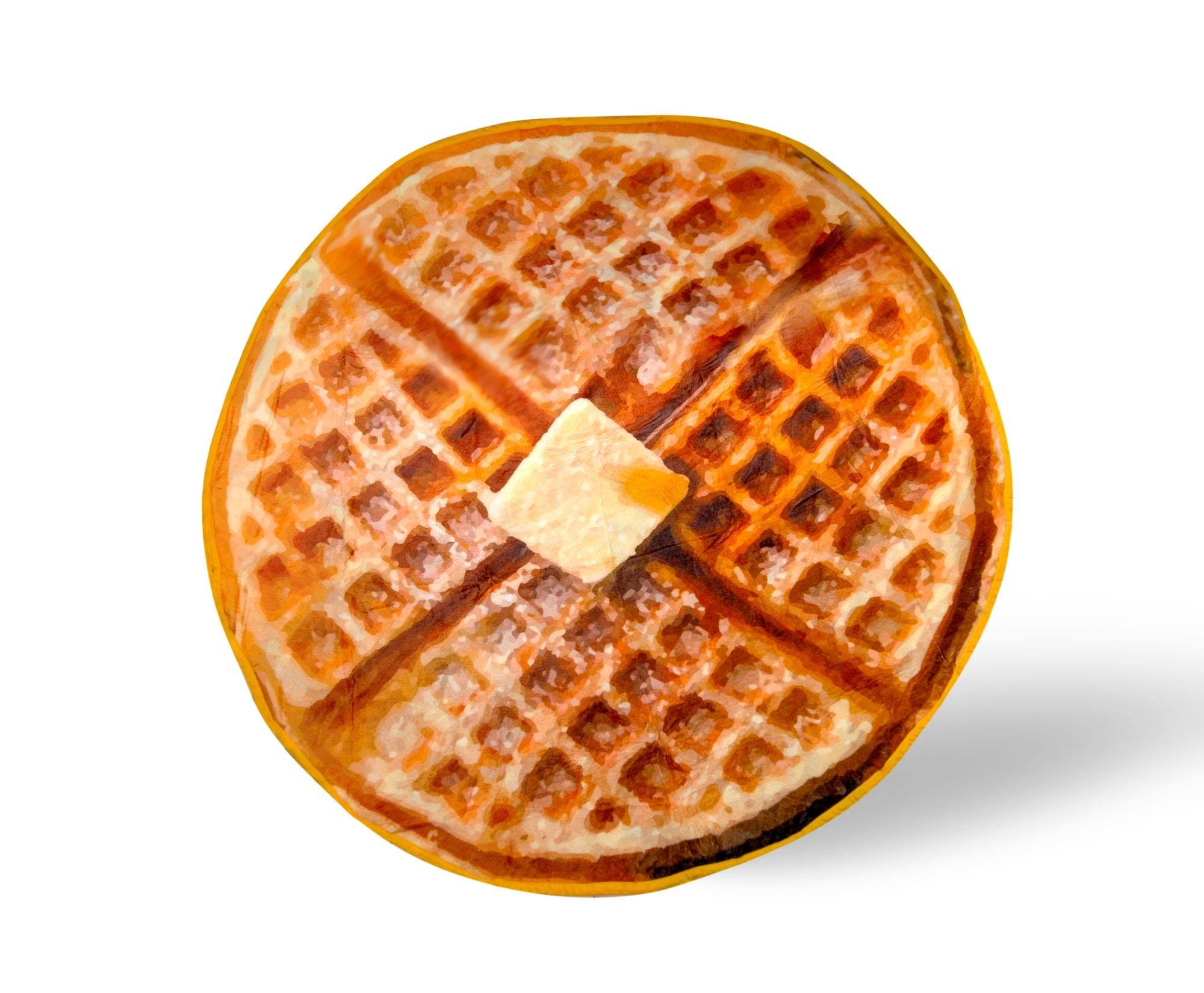 Front. Toynk - Waffle Round Fleece Throw Blanket | 60 Inches - Brown.