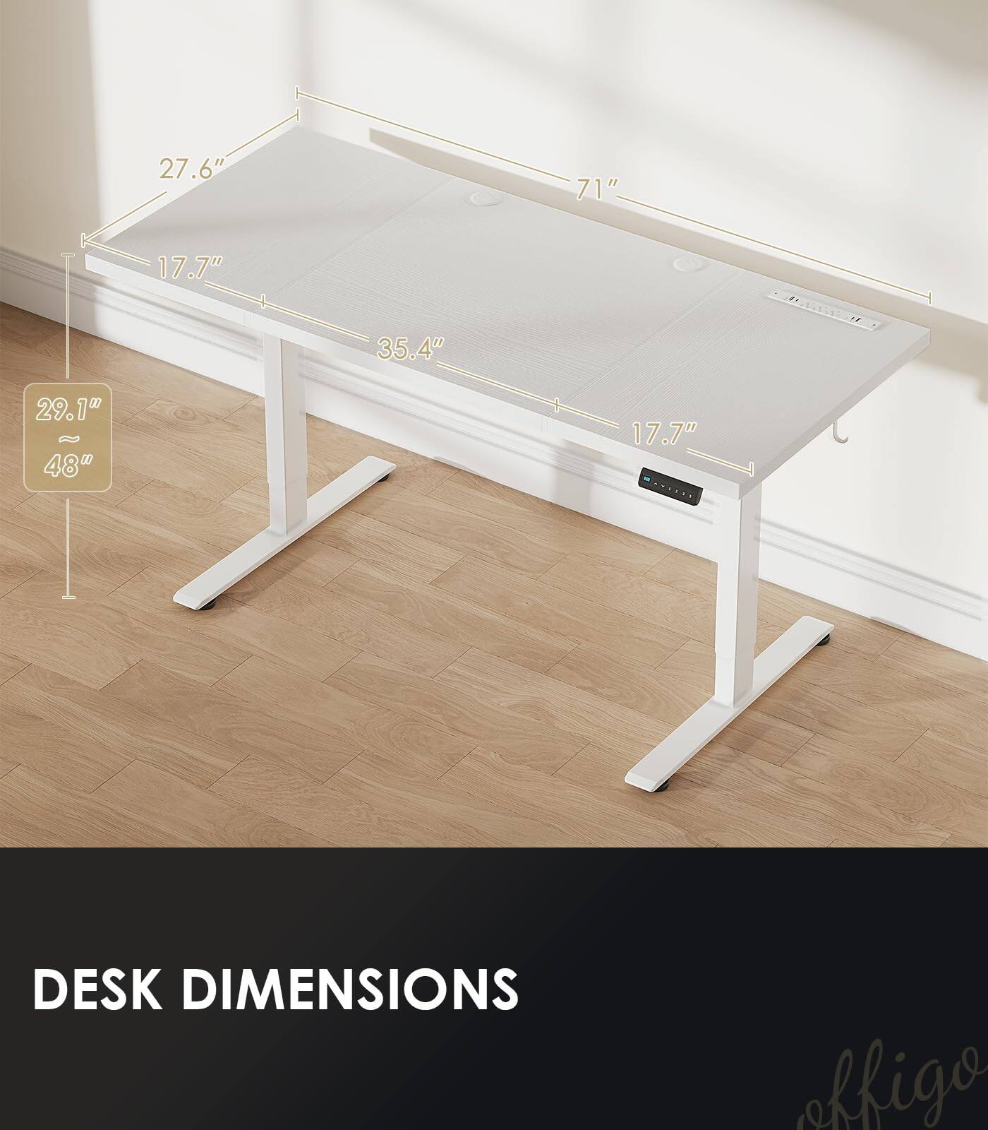 27.6" 71" 17.7" 35.4" 29.1" 48" 17.7" DESK DIMENSIONS