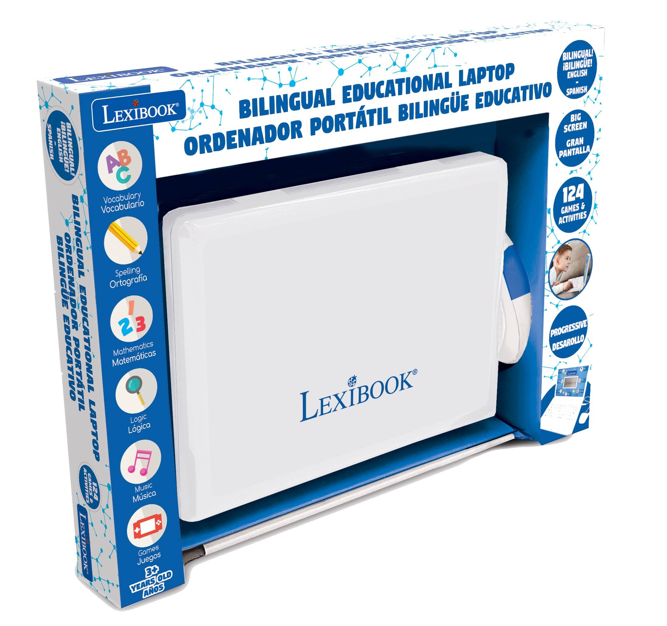 BILINGUAL IBILINGUE! LAPTOP ENGLISH BILINGUAL EDUCATIONAL EDUCATIVO SPANISH LEXIBOOK PORTATIL BILINGUE BIG SCREEN SPANISH > ENGLISH BILINGUEI BILINGUAL ORDENADOR PANTALLA GRAN AB Vocabulary Vocabulario GAMES & ACTIVITIES BILINGUE ORDENADOR BILINGUAL Spelling Ortografia 1 23 PROGRESSIVE EDUCATIVO PORTATIL EDUCATIONAL Matemáticas Mathematics LEXIBOOK DESARROLLO Logic Lógica CHUMO! 124 Músico Música LEXIBOOK Juegos Games 3+ OLD YEARS AÑOS
