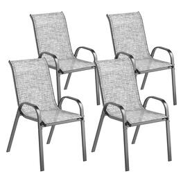 Outsunny - Outdoor Dining Chairs Set of 4, Stackable Patio Dining Chairs, High Back Outdoor Patio Chairs with Breathable Mesh Seat - Mixed Gray