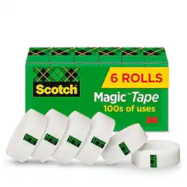 Scotch - Magic Tape Refill, 0.75" x 36 yds., 1" Core, 6 Rolls/Pack - Invisible Clear