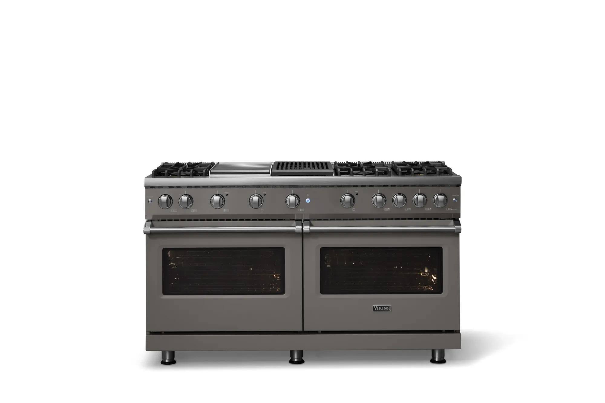 Alt View 1. Viking - 60"W. Pro5S  8.0 Cu. Ft. Freestanding Sealed 6 Burner LP Gas Convection Range/Double Oven-Damascus Gray - Damascus Gray.