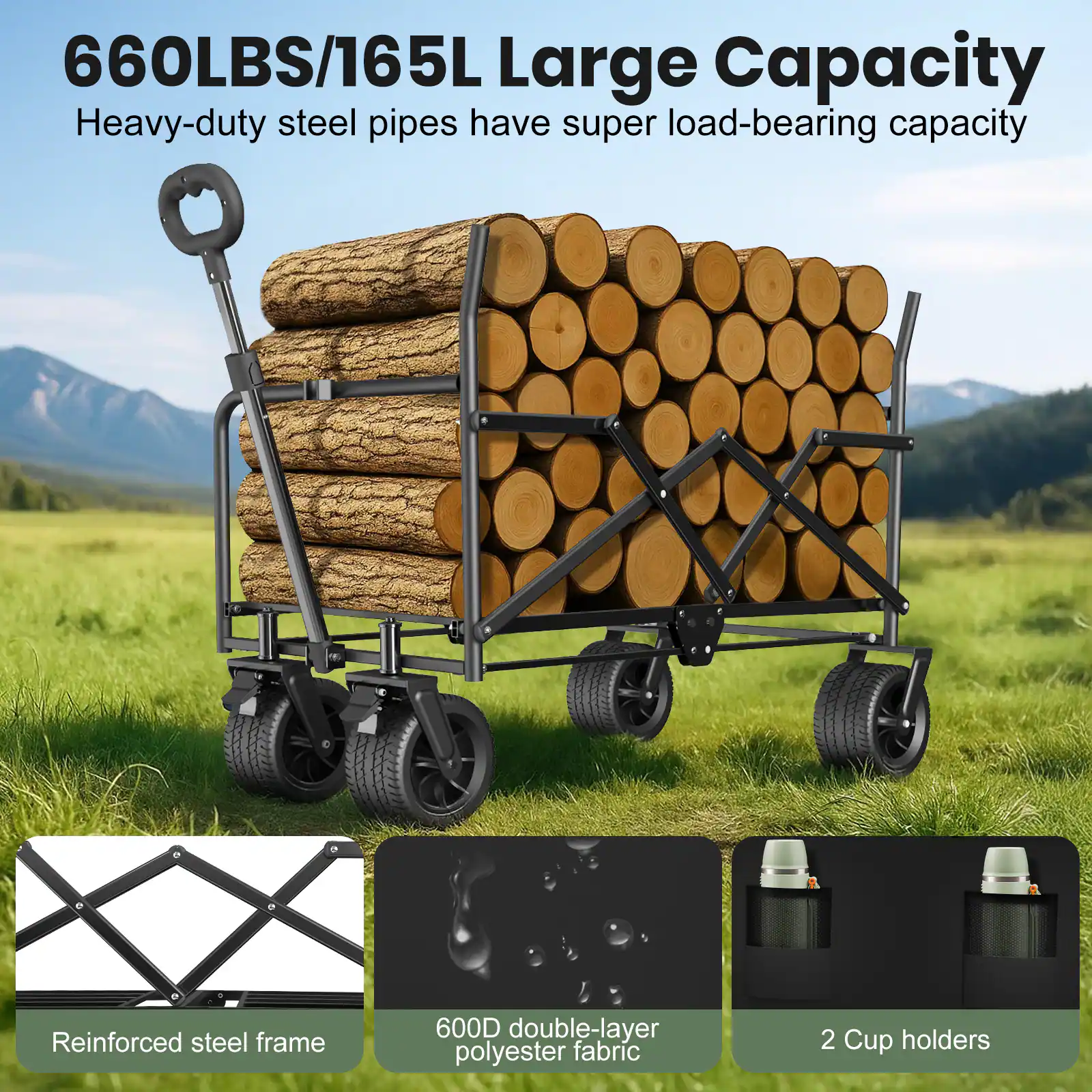 Load Bearing Bench GVDV Heavy Duty Folding Wagon with Bench Seat – 580lbs Large ...
