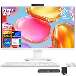 ASUS - Upgraded - V400 27" FHD Touch All-in-One Desktop,Intel i7-13620H,32GB RAM,2TB SSD+1TB Dock Set,Iris Xe Graphics,Win 11 - White