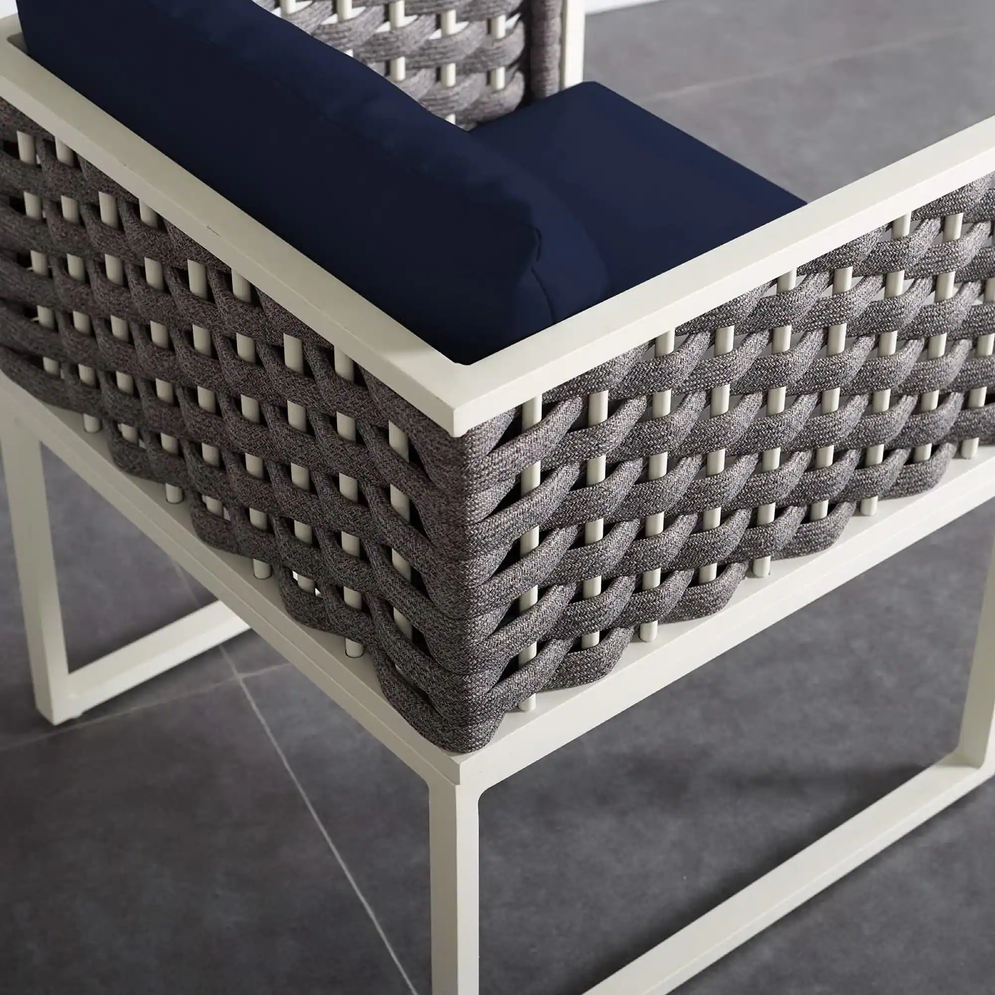 Left. Modway - Stance Outdoor Patio Aluminum Dining Armchair by Modway - White Navy.