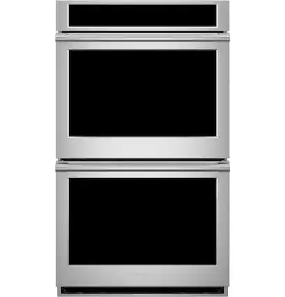 Front. Monogram - Statement 30" Smart Built-In Double Electric Twin Convection with Direct Air Wall Oven with No Pre-Heat Air Fry - Stainless Steel.