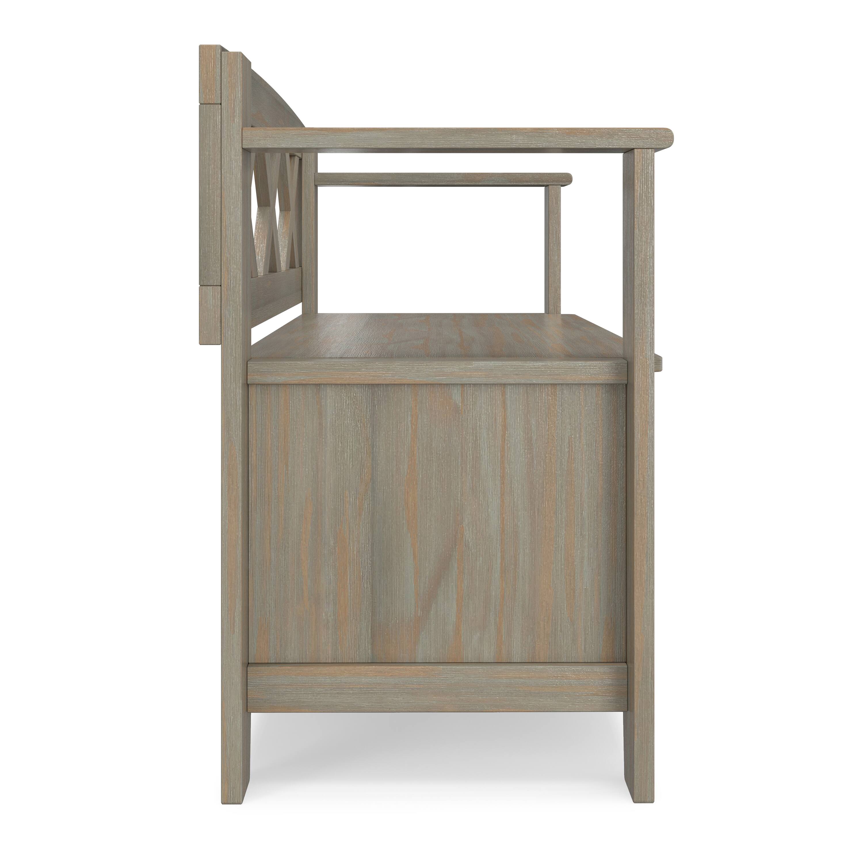 Alt View 2. Simpli Home - Amherst Solid Wood 36 inch Wide Transitional Entryway Storage Bench in Distressed Grey - Distressed Grey.