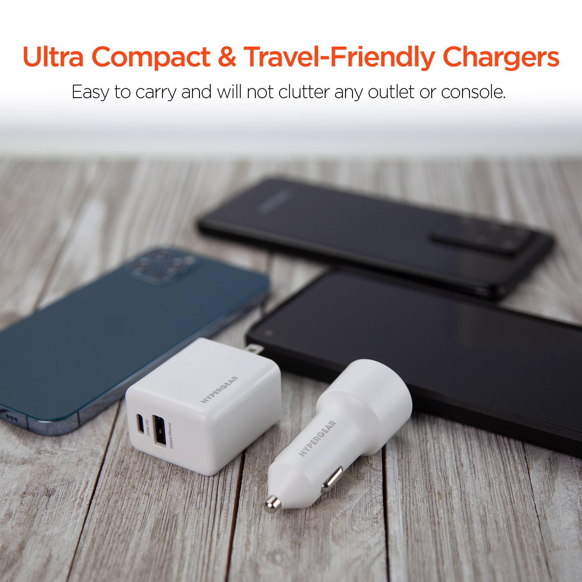 Ultra Compact & Travel-Friendly Chargers

Easy to carry and will not clutter any outlet or console.

HYPERGEAR