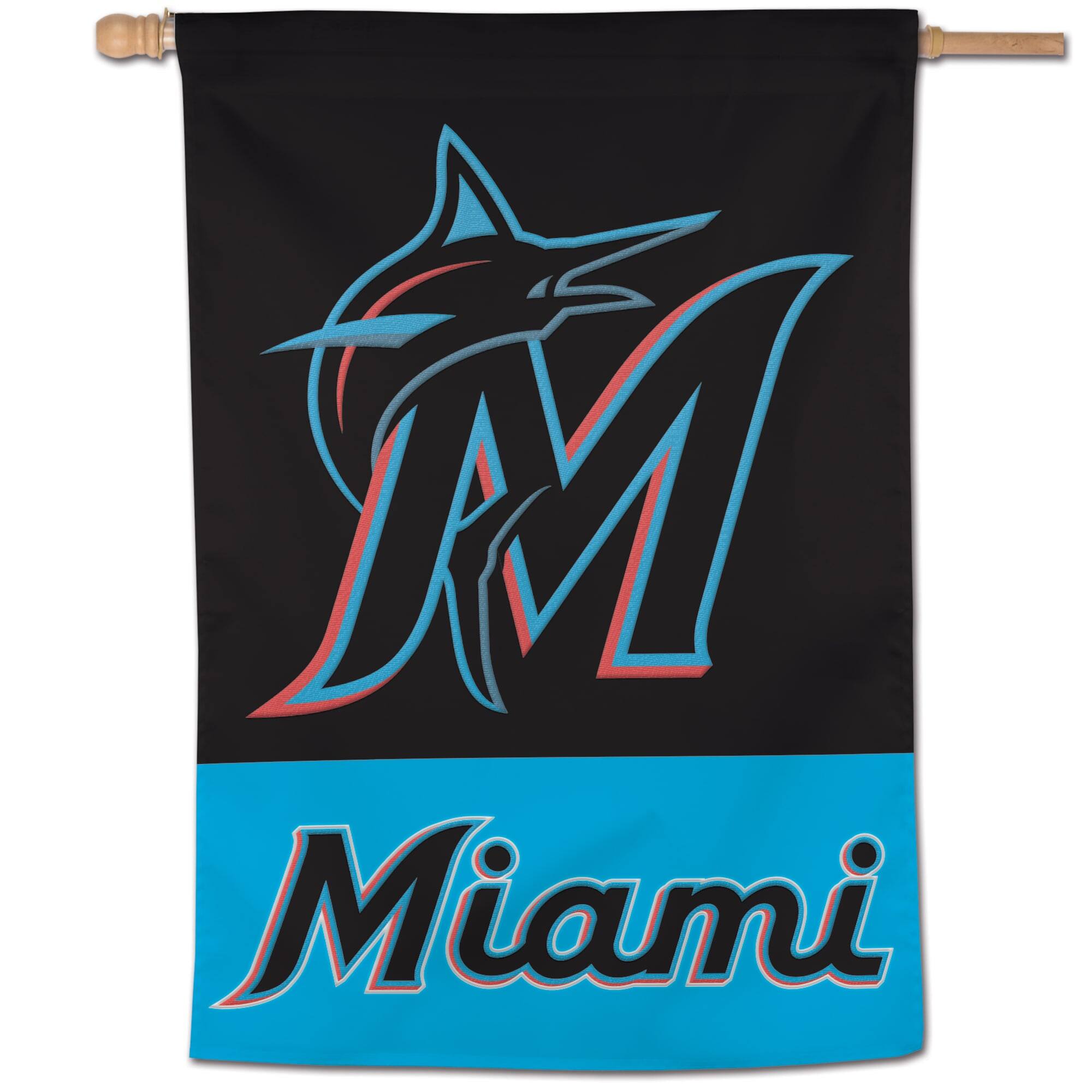 Alt View 1. WinCraft - Miami Marlins 28" x 40" Applique Vertical Banner - Multicolor.