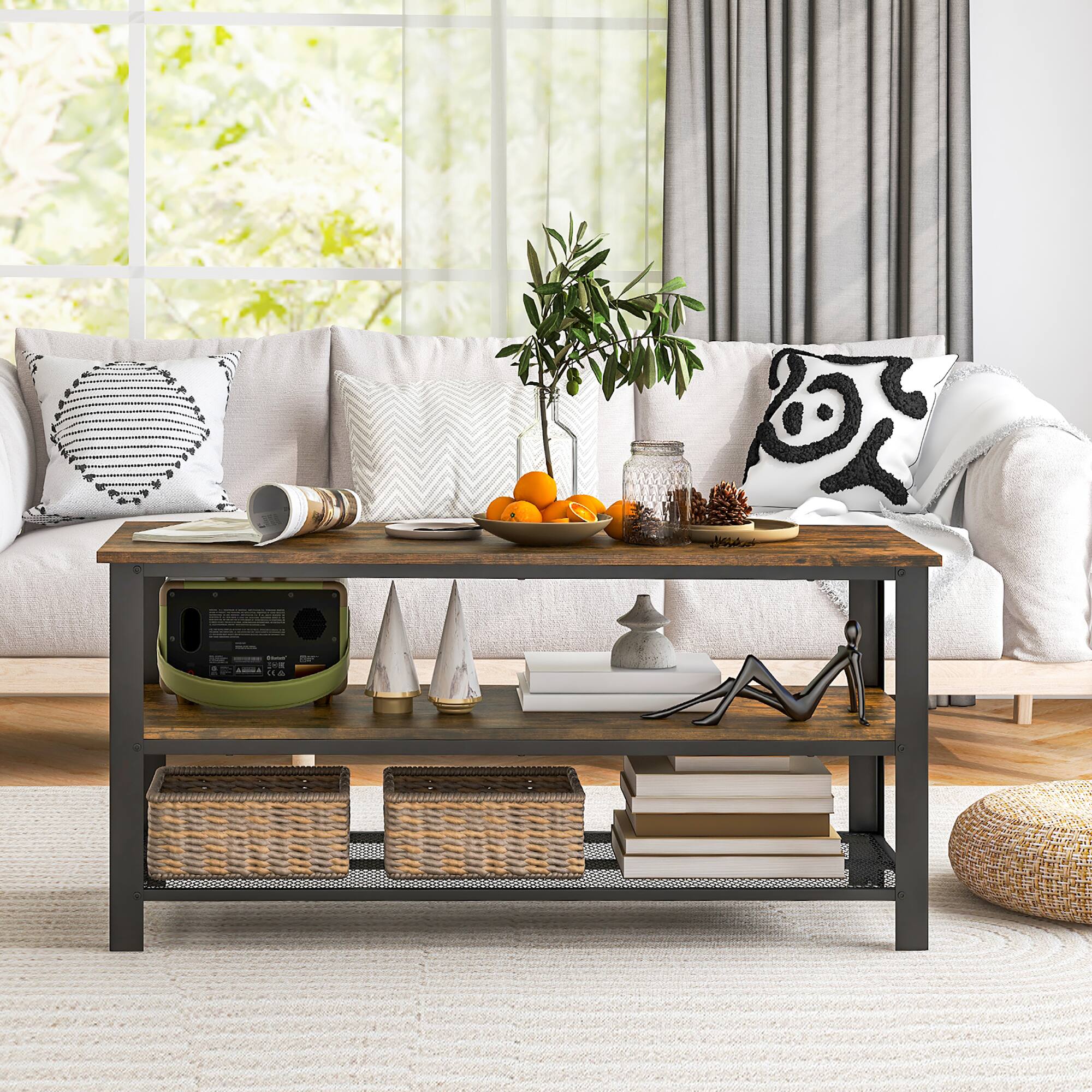 Alt View 18. Costway - Industrial TV Stand Media Center for TVs up to 50 inch - Rustic Brown/Black.