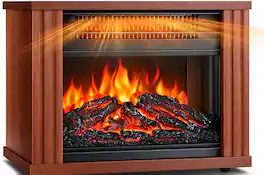 Airo Comfort - Portable Electric Fireplace Space Heater for Indoor – 1500W with 3D Realistic Dancing Flame Effect - Brown