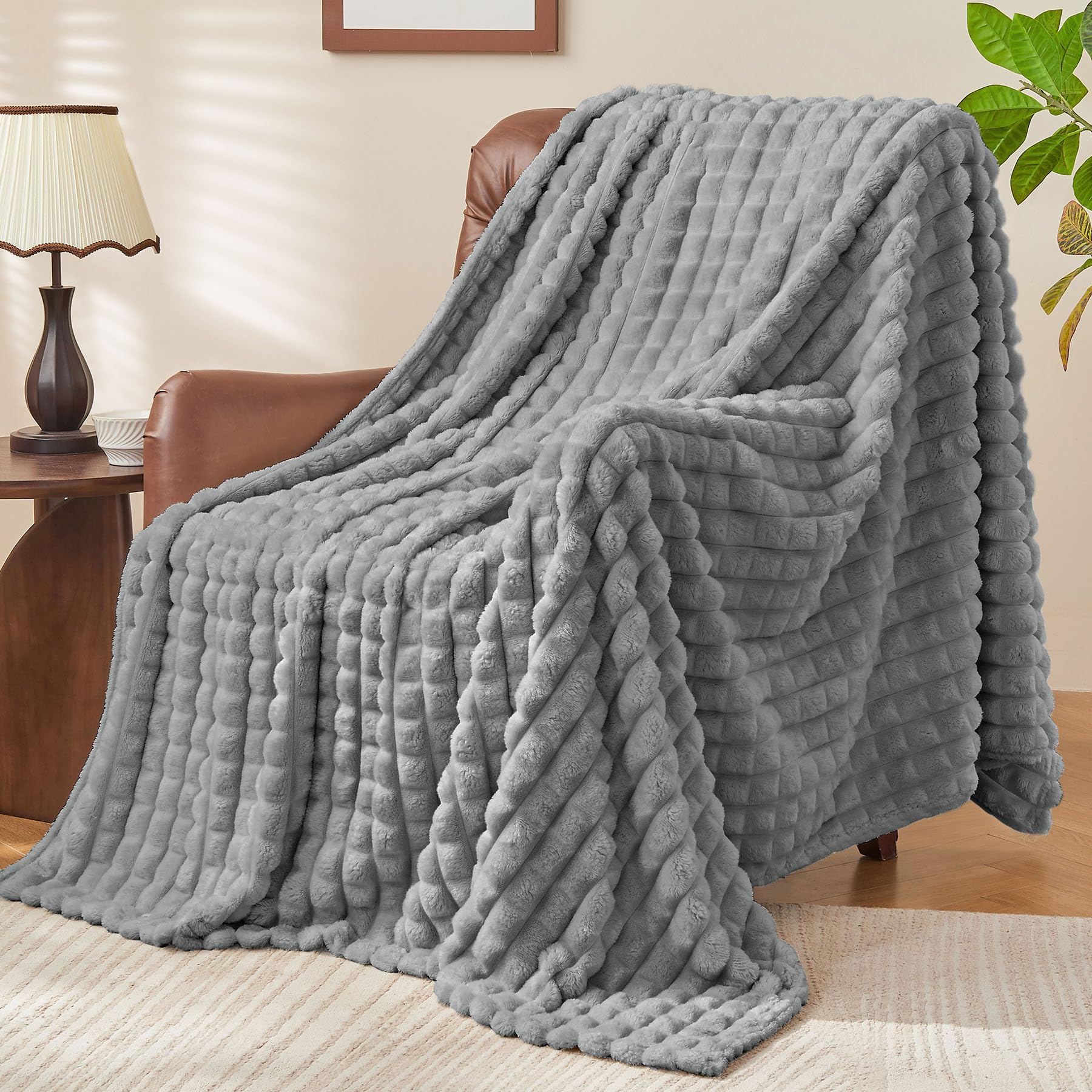 Alt View 2. Refined Abode Design - Throw Blanket For Couch And Bed  Super Soft Warm 3d Checkered Fluffy Fuzzy Fleece Luxurious Plush Cozy Room - Berry Pulple Twin(60"x80").
