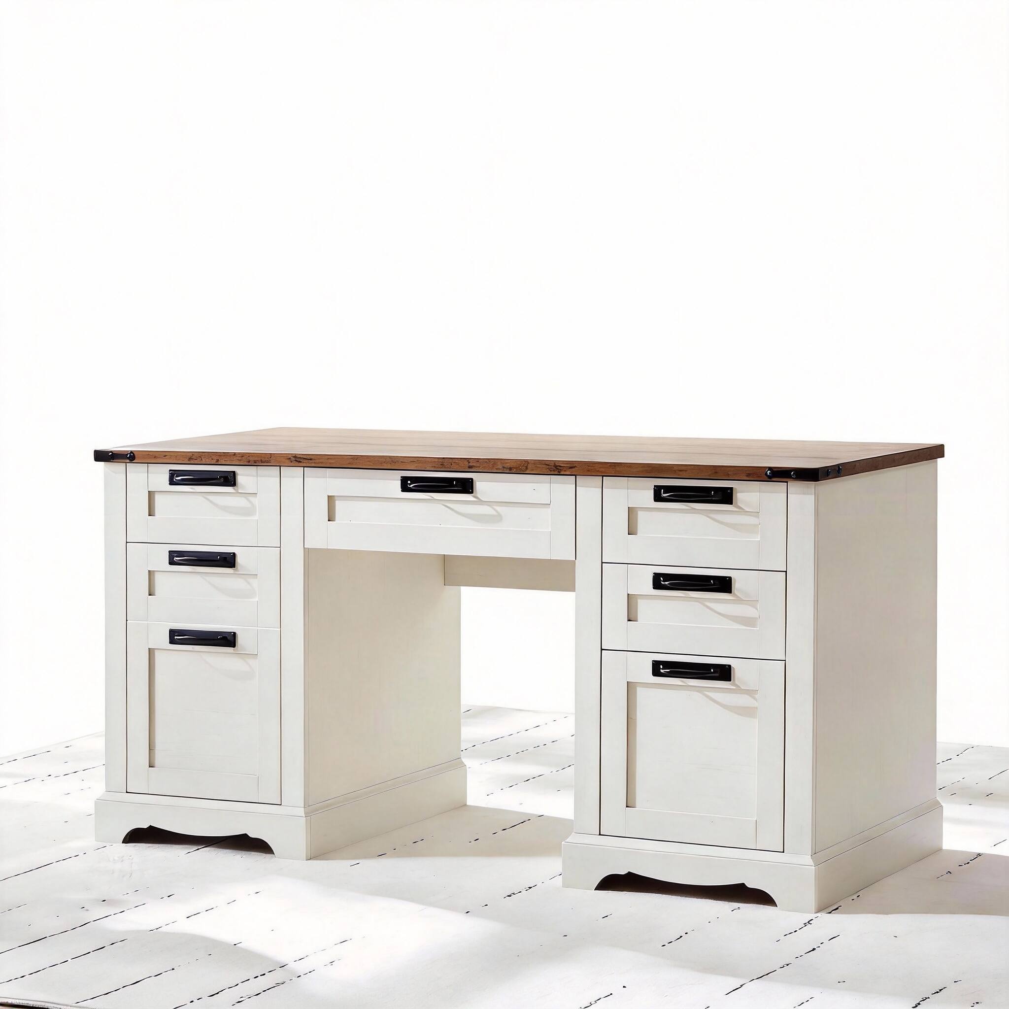 Antique White 20"D x 60"W x 30"H (5 Drawers)