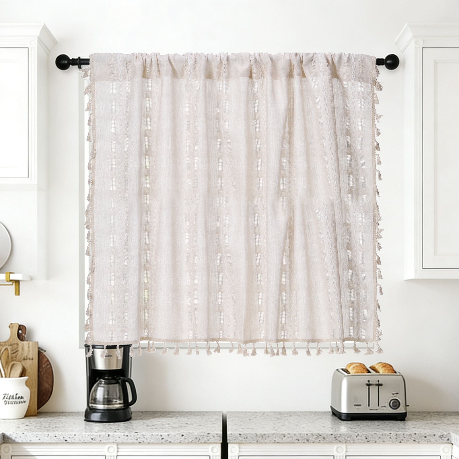 "Unique Bargains - Curtain Valances, 33""x52"" Semi Sheer Rod Pocket for Small Windows Living/Bed/Bath/Kitchen, Set of 1 Panel - Apricot" price history on PriceWatchPro