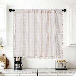 Unique Bargains - Curtain Valances, 33"x52" Semi Sheer Rod Pocket for Small Windows Living/Bed/Bath/Kitchen, Set of 1 Panel - Apricot