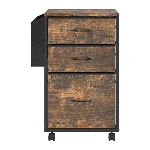 Alt View 2. Winado - Mobile Wood 3-Drawer Rolling Organizer File Cabinet with with 3 Fabric Drawers, Side Bag Under-Desk Storage for Office - Rustic Brown.