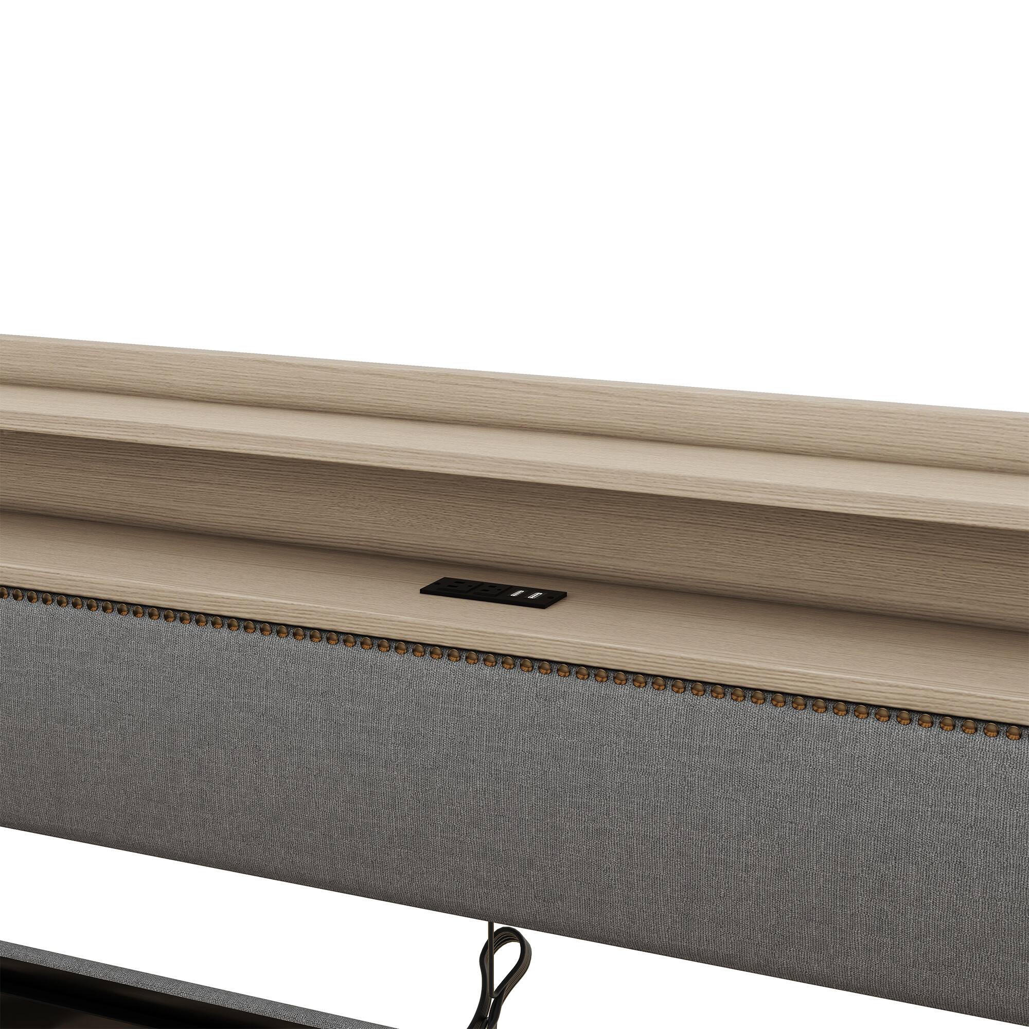 Alt View 7. PexFix - Twin Daybed with Storage Drawers, LED Lights & Charging Station, Upholstered Bed for Guest Room - Gray.