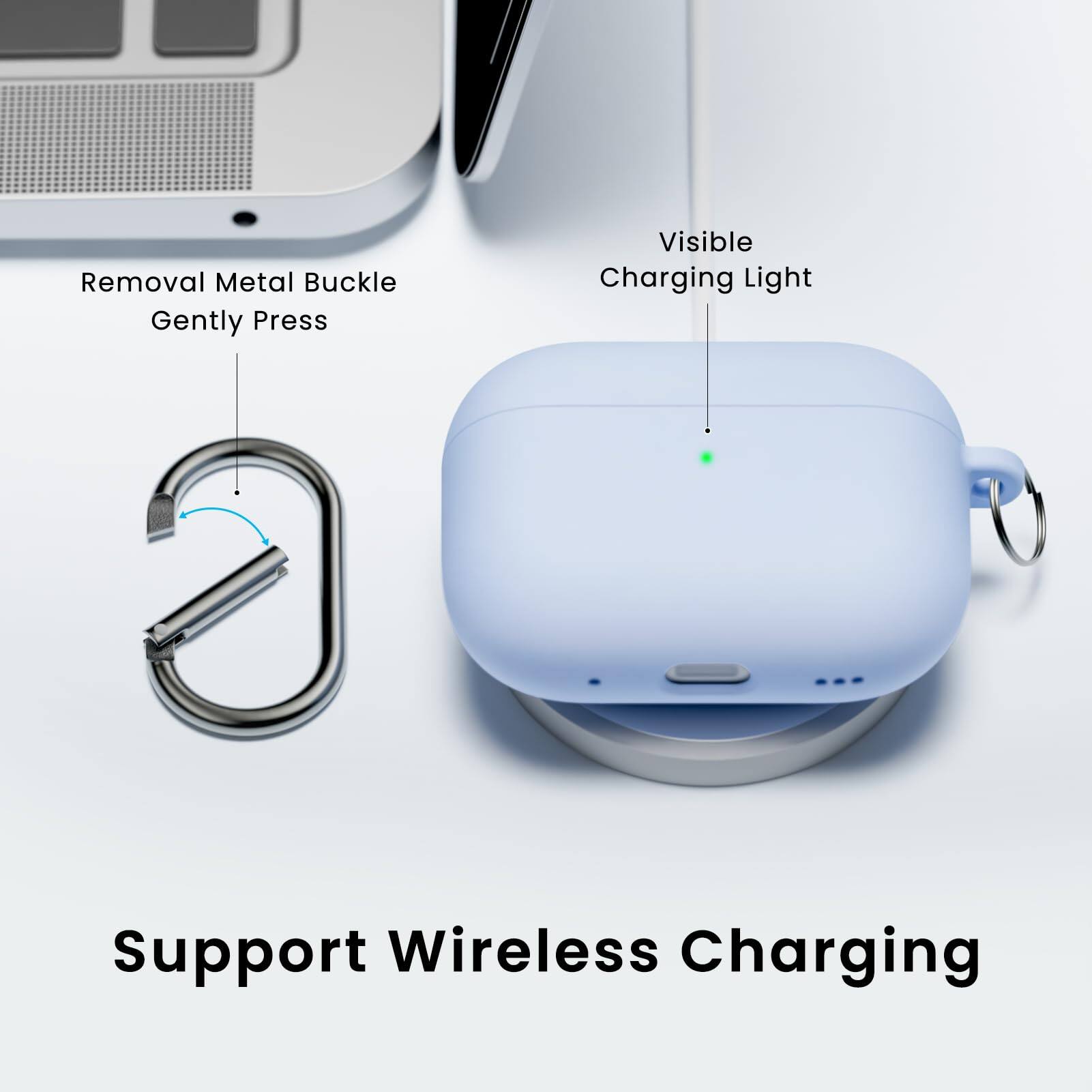 Support Wireless Charging, Removal Metal Buckle Gently Press, Visible Charging Light