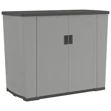 Front. Suncast - Suncast Backyard Oasis 130 Gallon Outdoor Storage Shed Basic Unit, Dove Gray - Grey.
