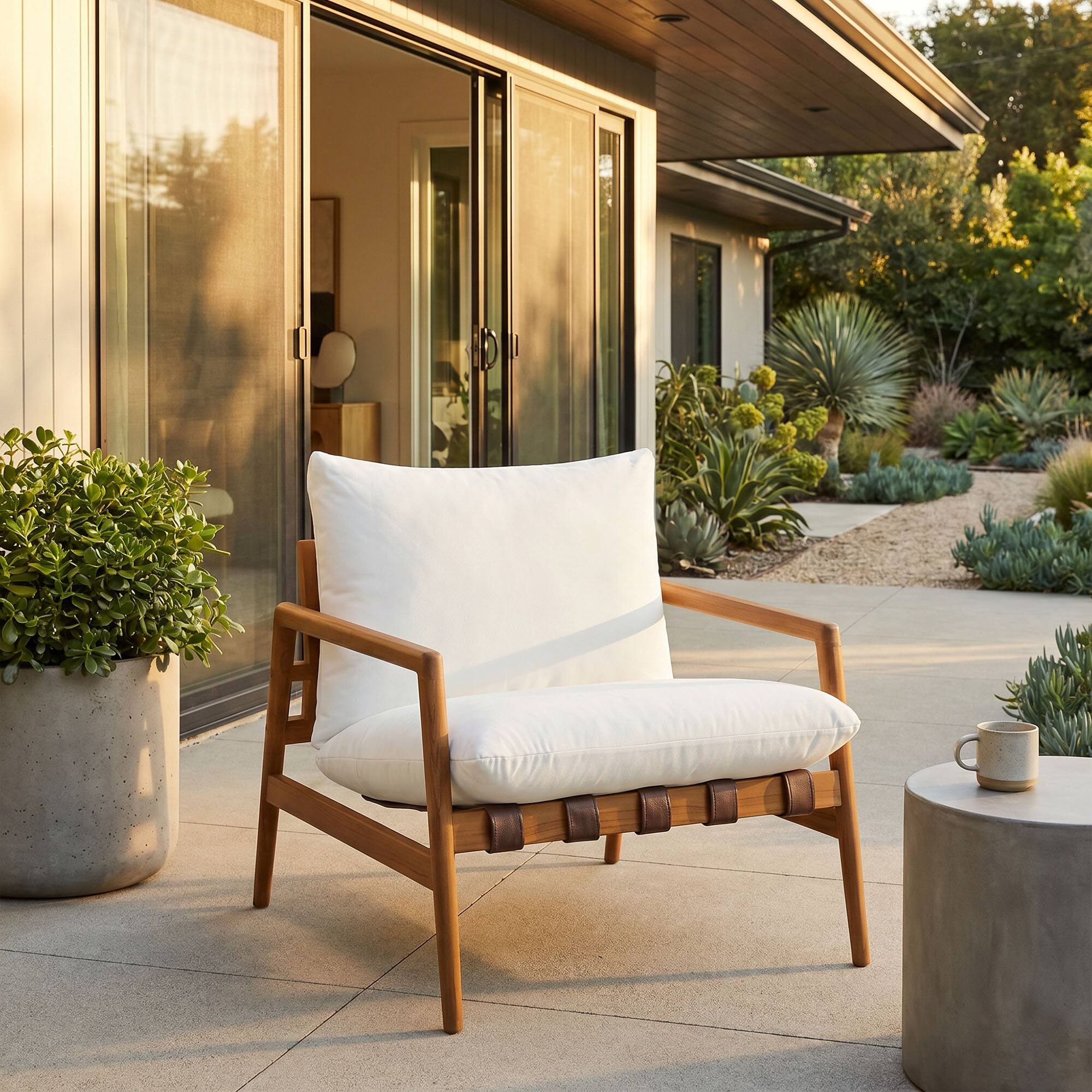 Alt View 1. Modway - Nomi Outdoor Teak Wood Sling Chair by Modway - Natural White.