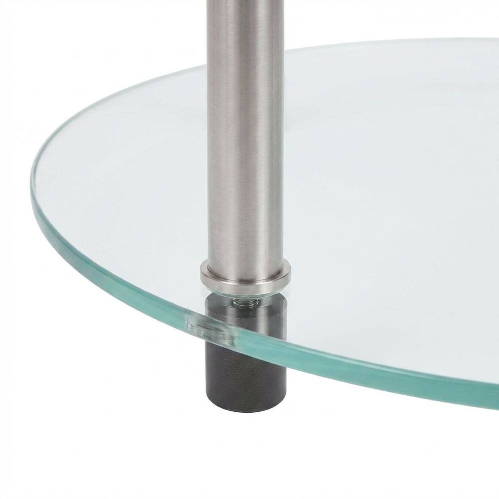 Left. FurniFact - Round Glass Accent Table with 3 Tiers for Living Room and Lounge Spaces - Clear.